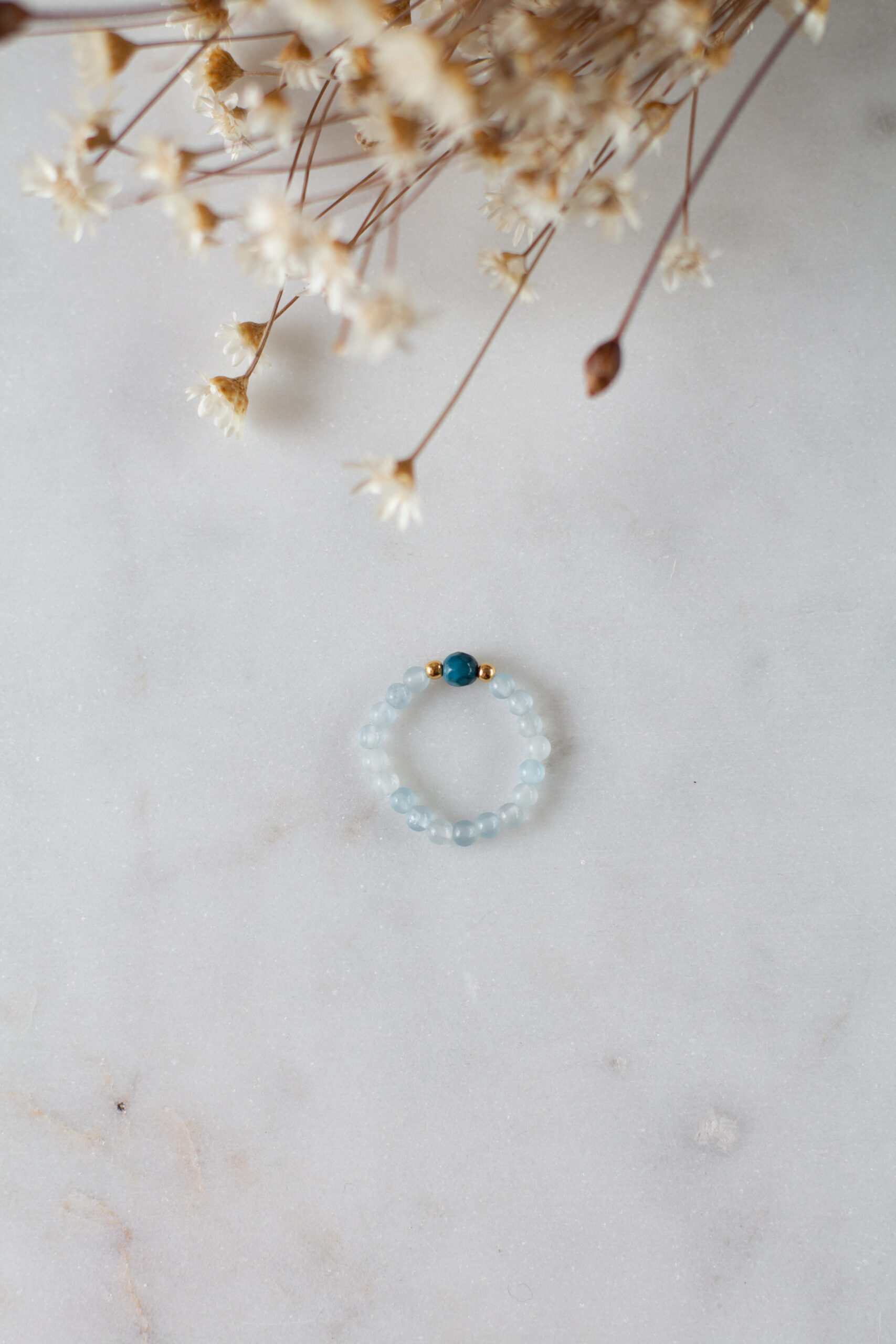 Pierścionek z akwamarynu i agatu -okazja-