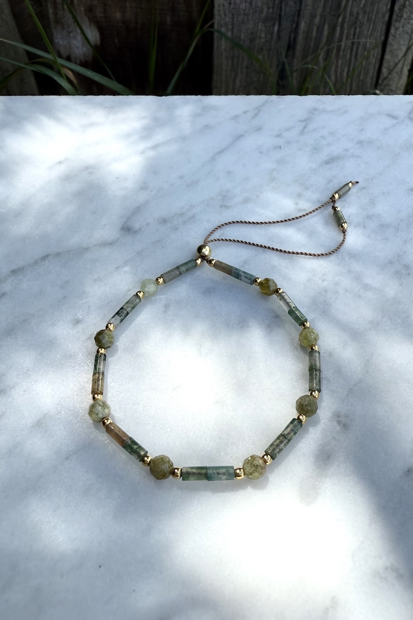 Bransoletka z tsavorytem i agatem indyjskim -okazja-