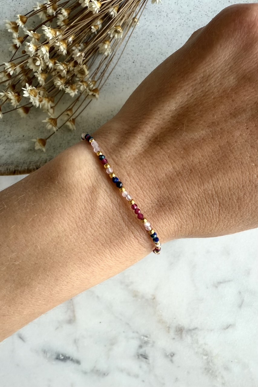 Bransoletka z rubinem, azurytem i kocim okiem -okazja-