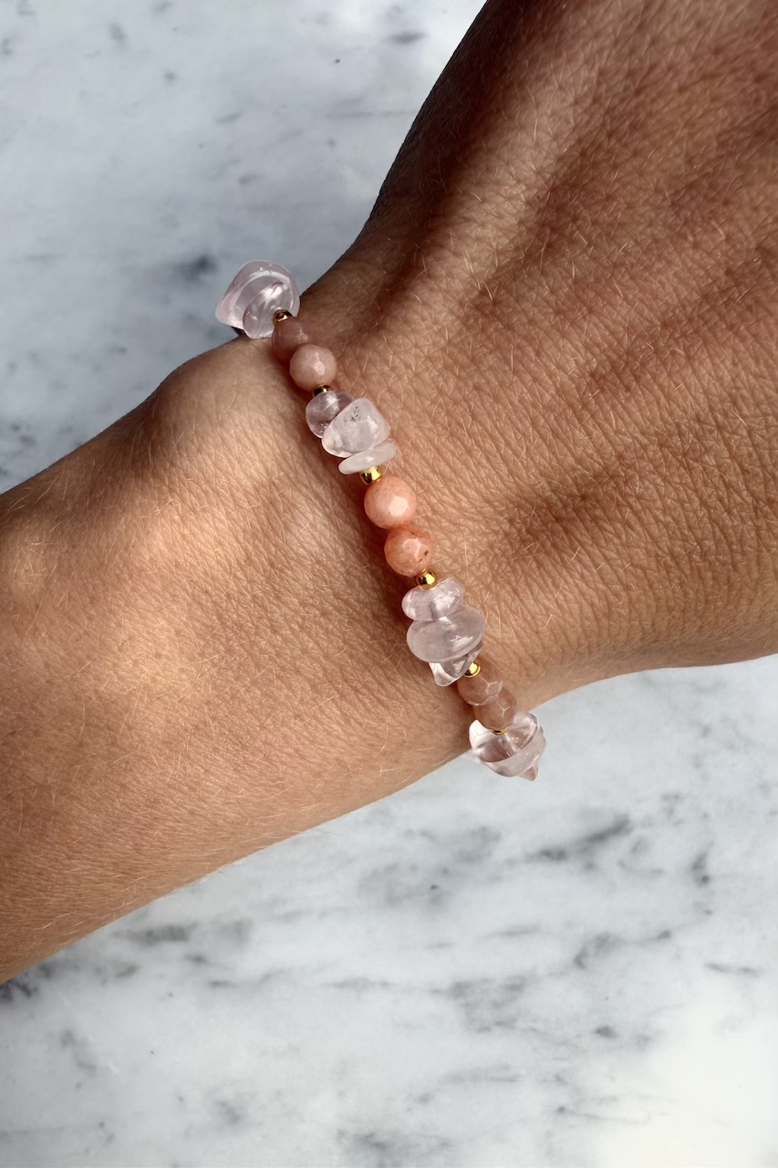 Bransoletka z kryształem górskim i jadeitem -okazja-